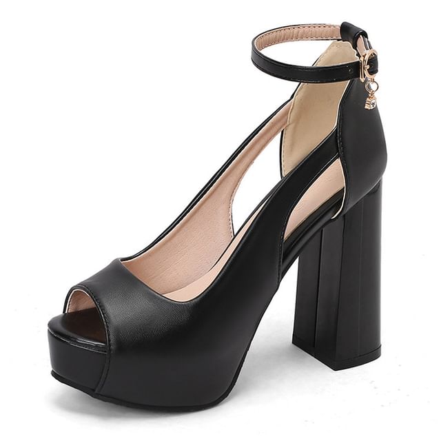 Chunky Heel Platform Two Tone Sandals