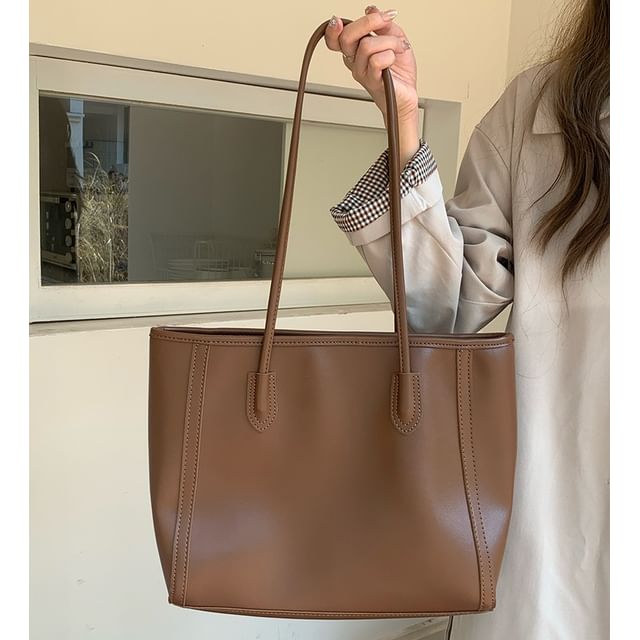 Tote Plain Bag Leather Faux