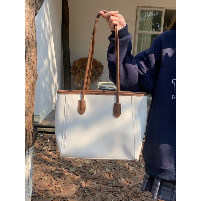 Tote Plain Bag Leather Faux