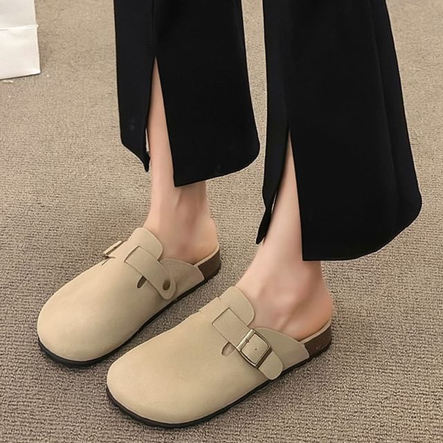 Buckled Mules Plain Platform