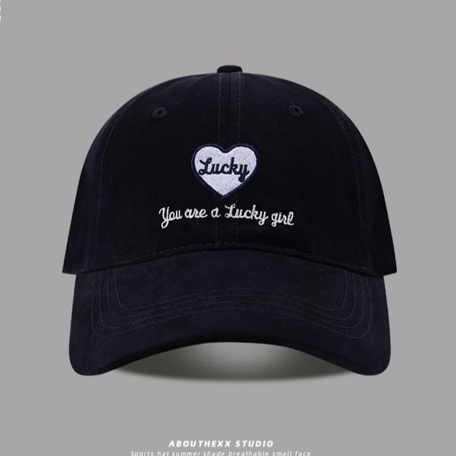 Cap Heart Embroidered Lettering Baseball