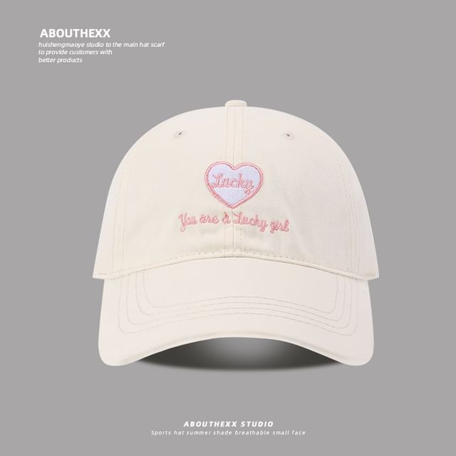 Cap Heart Embroidered Lettering Baseball
