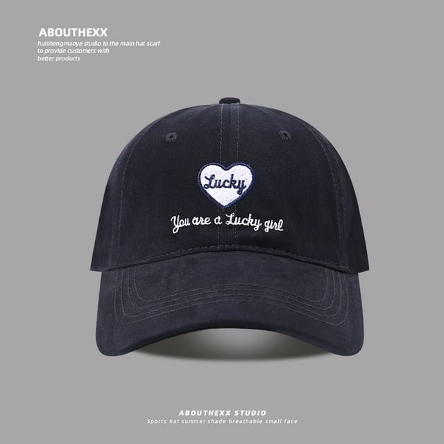 Cap Heart Embroidered Lettering Baseball
