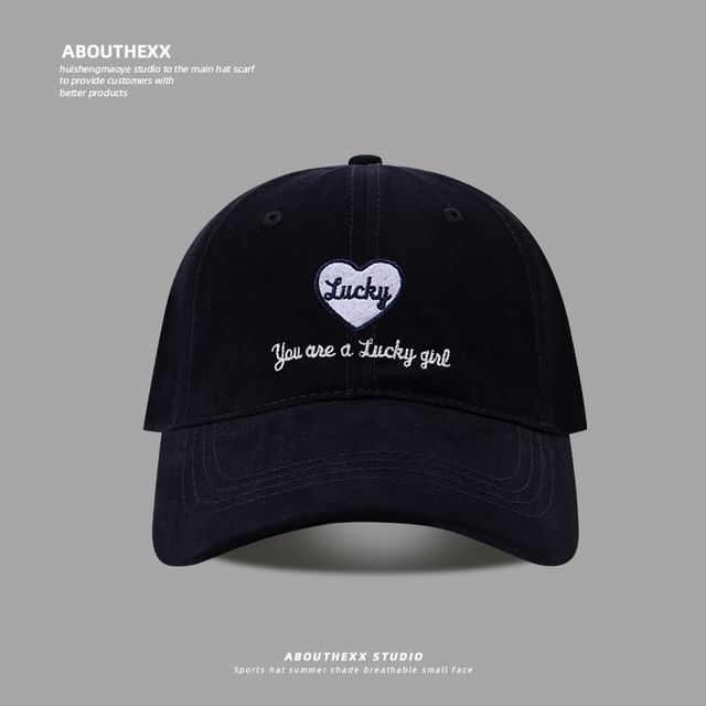 Cap Heart Embroidered Lettering Baseball