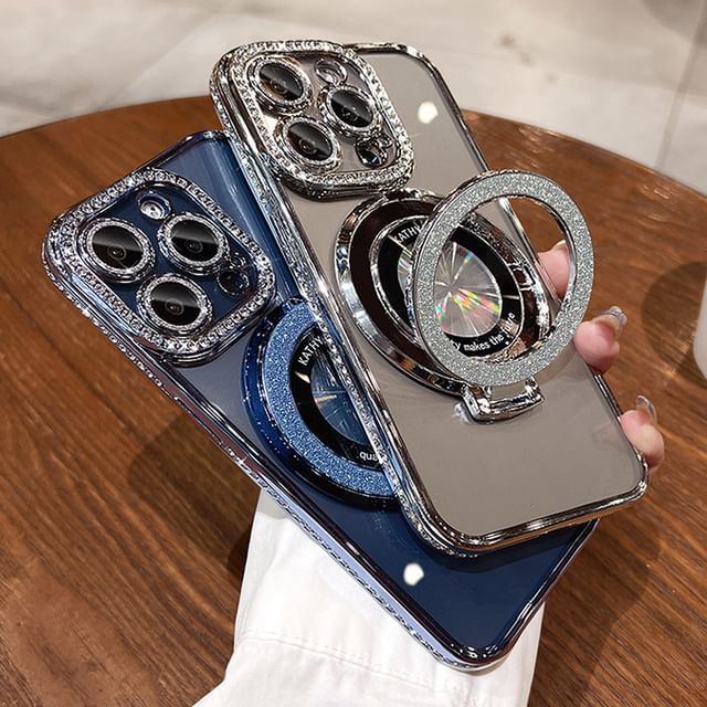 Rhinestone (Compatible Stand Transparent Phone with Case MagSafe) Magnetic