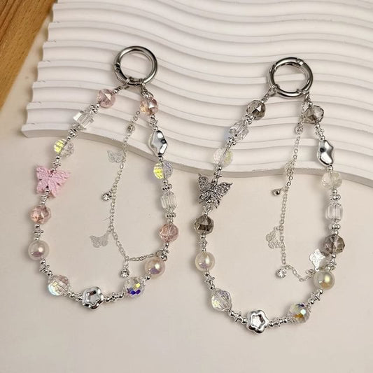 Faux Butterfly Pearl Phone Crystal Strap