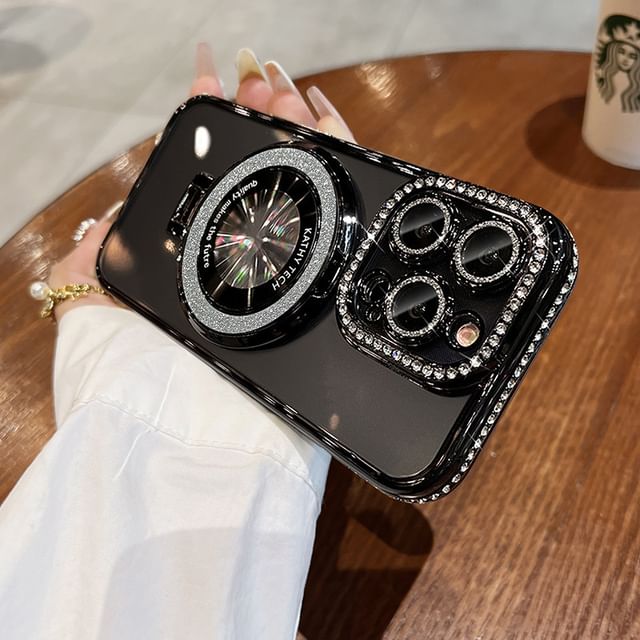 Rhinestone (Compatible Stand Transparent Phone with Case MagSafe) Magnetic