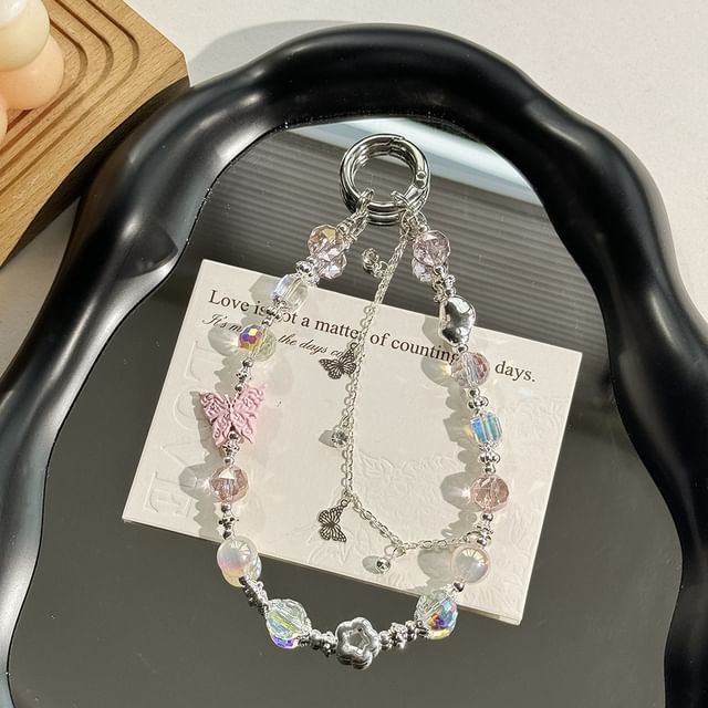 Faux Butterfly Pearl Phone Crystal Strap