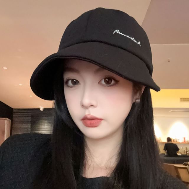 Cap Brim Embroidered Wide Lettering