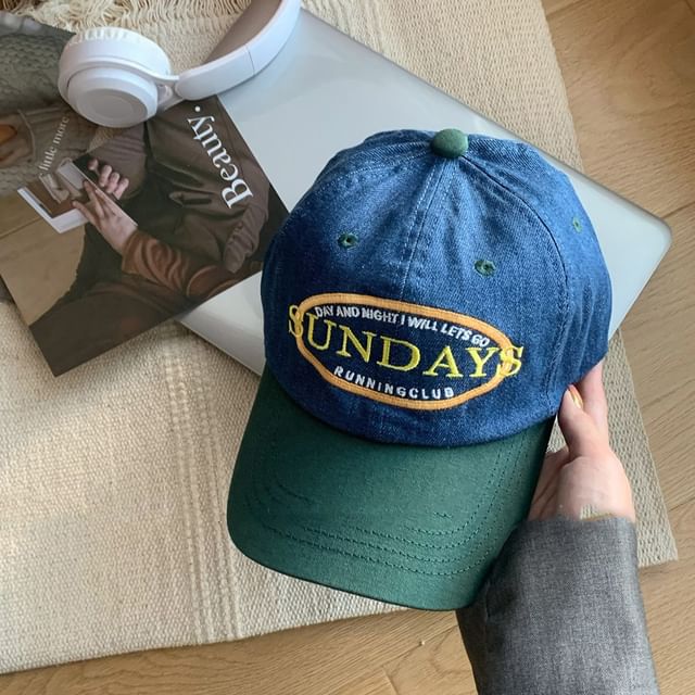 Baseball Two Lettering Cap Embroidered Tone