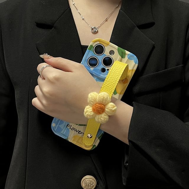 with Strap Floral Case Phone