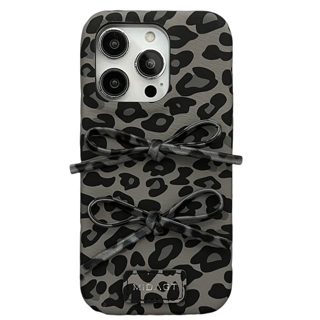 Case Phone Leopard Bow Print