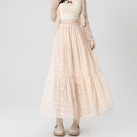 High A-Line Waist Skirt Patterned Midi
