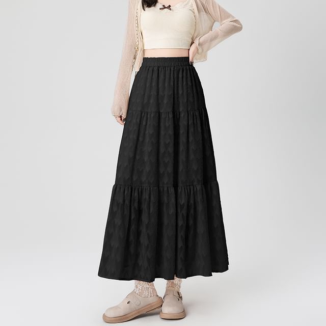 High A-Line Waist Skirt Patterned Midi