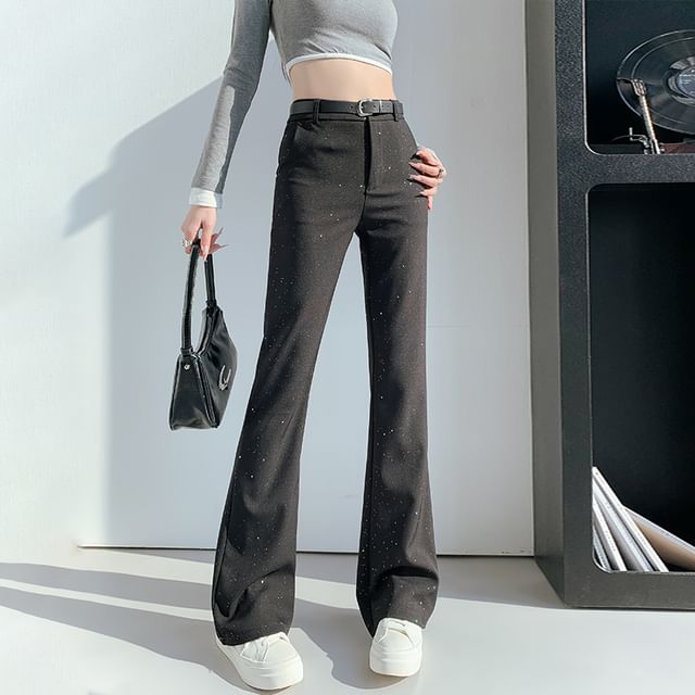 Flared Pants High Sequin Rise
