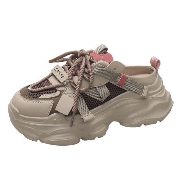 Platform Lettering Lace-Up Sneakers