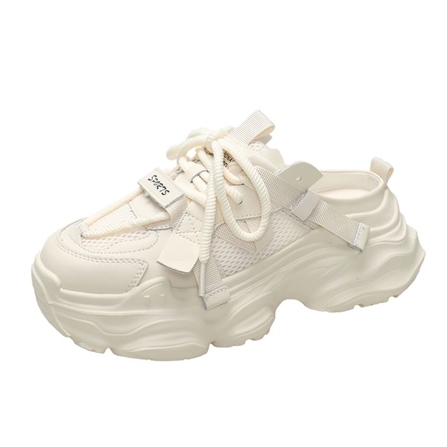 Platform Lettering Lace-Up Sneakers