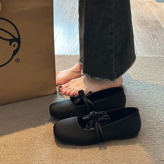 Flats Mary Plain Toe Buttoned Frog Jane Square