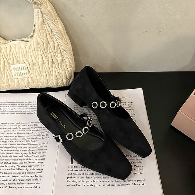 Accent Jane Mary Heel Pumps Rhinestone Chunky