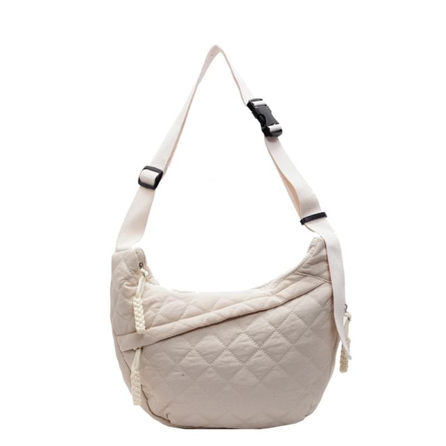 Nylon Crossbody Bag Quilted Zip Plain