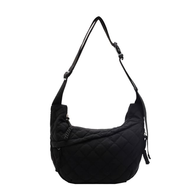 Nylon Crossbody Bag Quilted Zip Plain