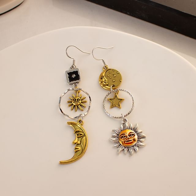 Earring Sun Drop / Moon Asymmetrical Clip-On