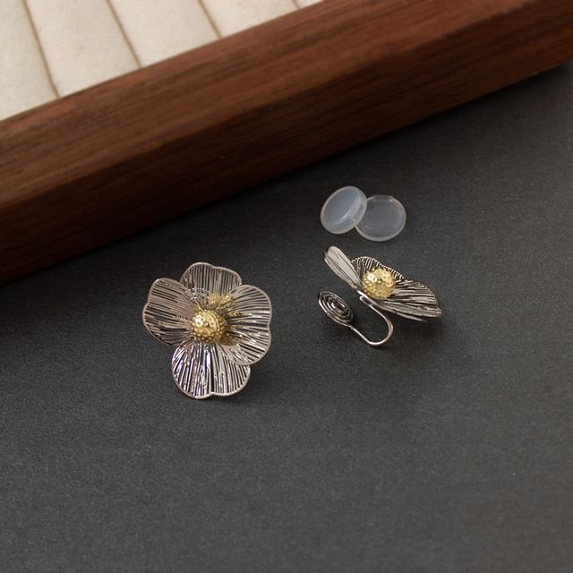 Earring Flower Ear Stud Clip-On /