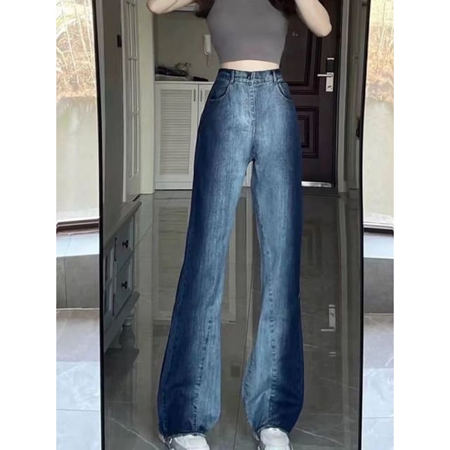 High Jeans Wide Waist Leg Washed