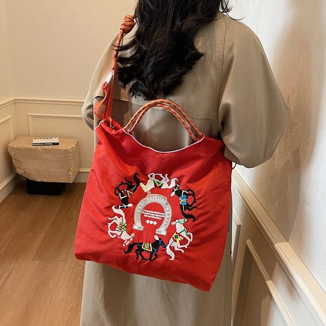 Embroidered Horse Crossbody Bag