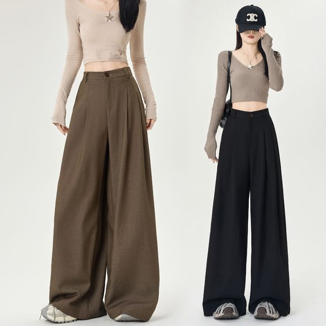 Wide Plain Dress High Rise Leg Pants