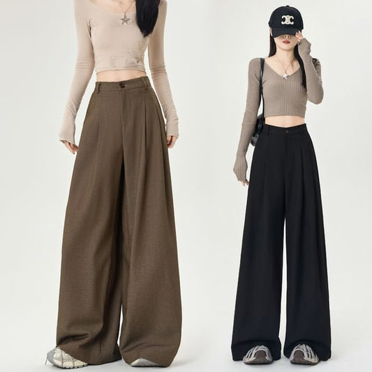 Wide Plain Dress High Rise Leg Pants