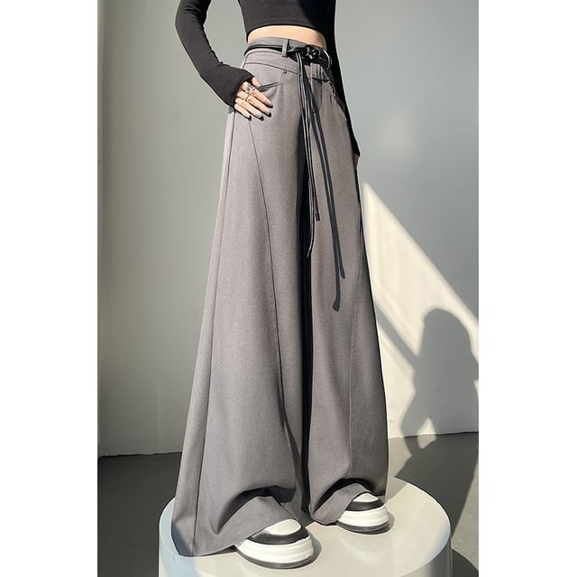 Dress Waist Wide Plain High (Various Designs) Pants Leg