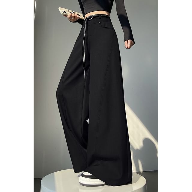 Dress Waist Wide Plain High (Various Designs) Pants Leg