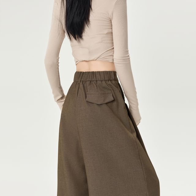 Wide Plain Dress High Rise Leg Pants