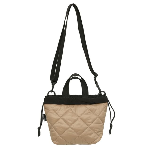 Quilted Bag Crossbody Drawstring Two-Tone