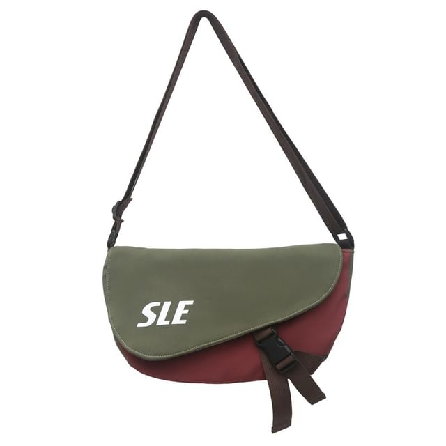 Bag Two-Tone Crossbody Lettering Flap Buckled