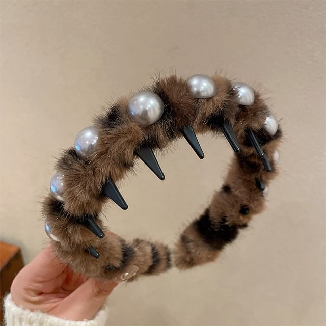 Headband Faux Pearl Fluffy