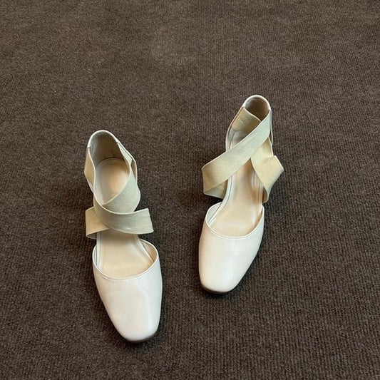 Jane Shoes Cross Strap Heel Chunky Mary