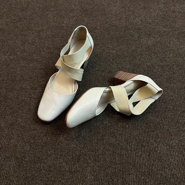 Jane Shoes Cross Strap Heel Chunky Mary