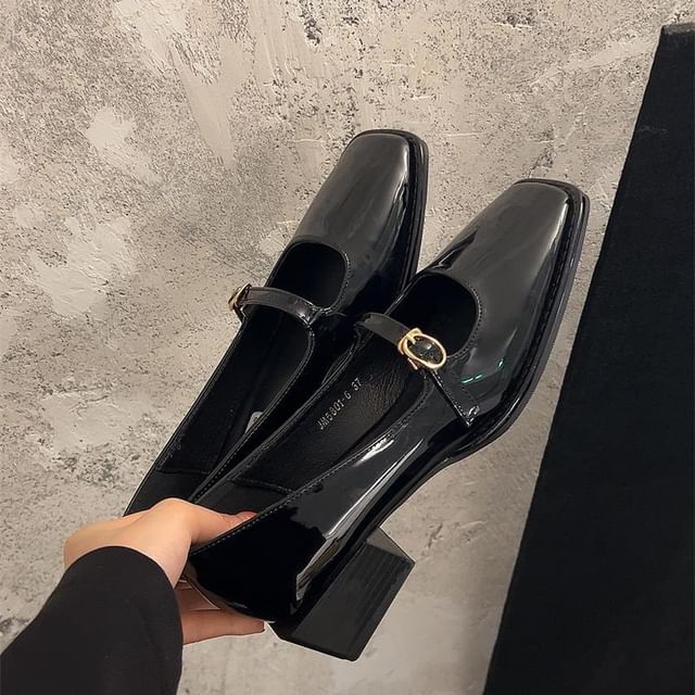 Jane Heel Mary Chunky Shoes Square-Toe