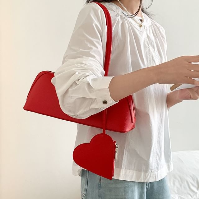 Shoulder Heart Leather Faux Bag Purse + Set: Coin