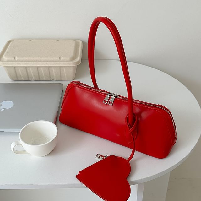 Shoulder Heart Leather Faux Bag Purse + Set: Coin