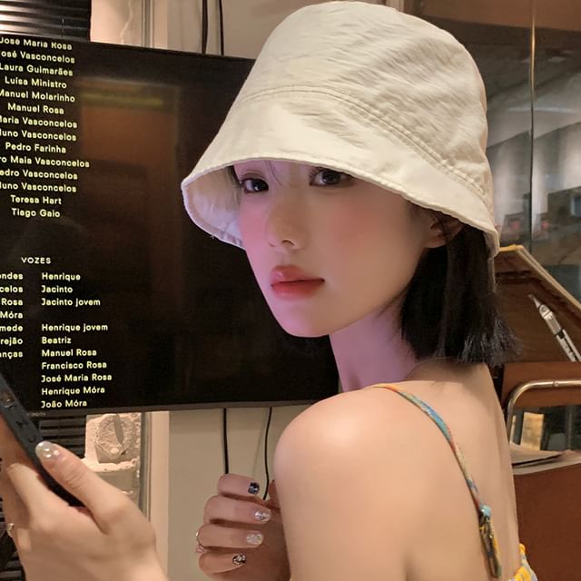 Cloche Drawstring Plain Hat