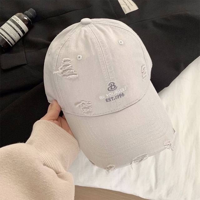 Cap Lettering Baseball Embroidered Distressed