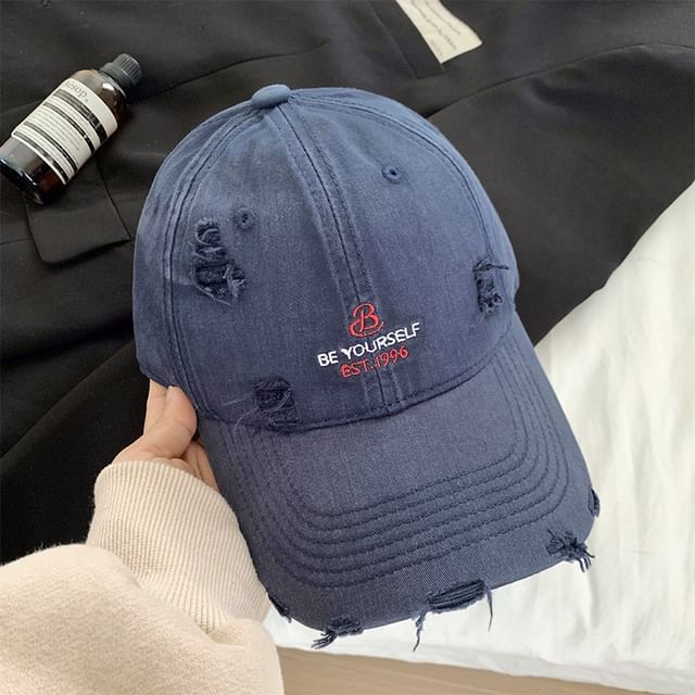 Cap Lettering Baseball Embroidered Distressed