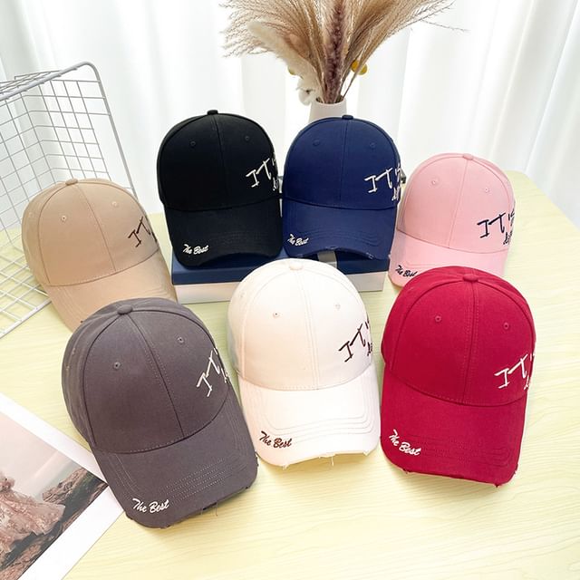 Cap Distressed Baseball Lettering Embroidered