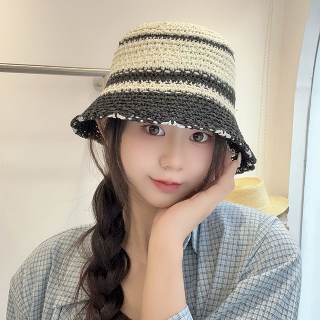 Striped Hat Knit Bucket