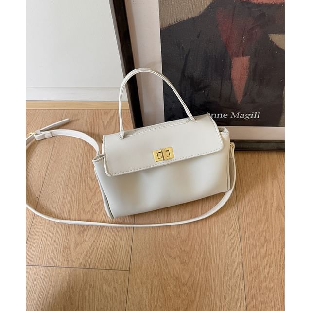 Twist Leather Lock Faux Bag Crossbody