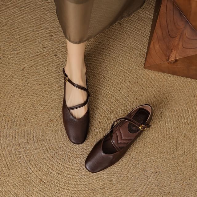 Flats Leather Pointed Faux