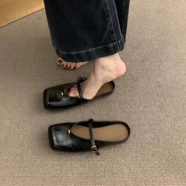 Mules Square Toe Faux Leather